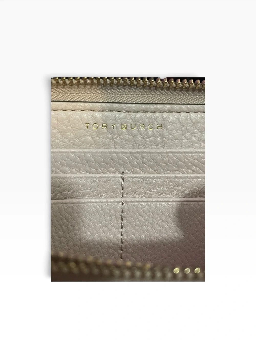 Tory Burch Pebbled Leather Zip Around Continental Long Wallet Cream Nude
